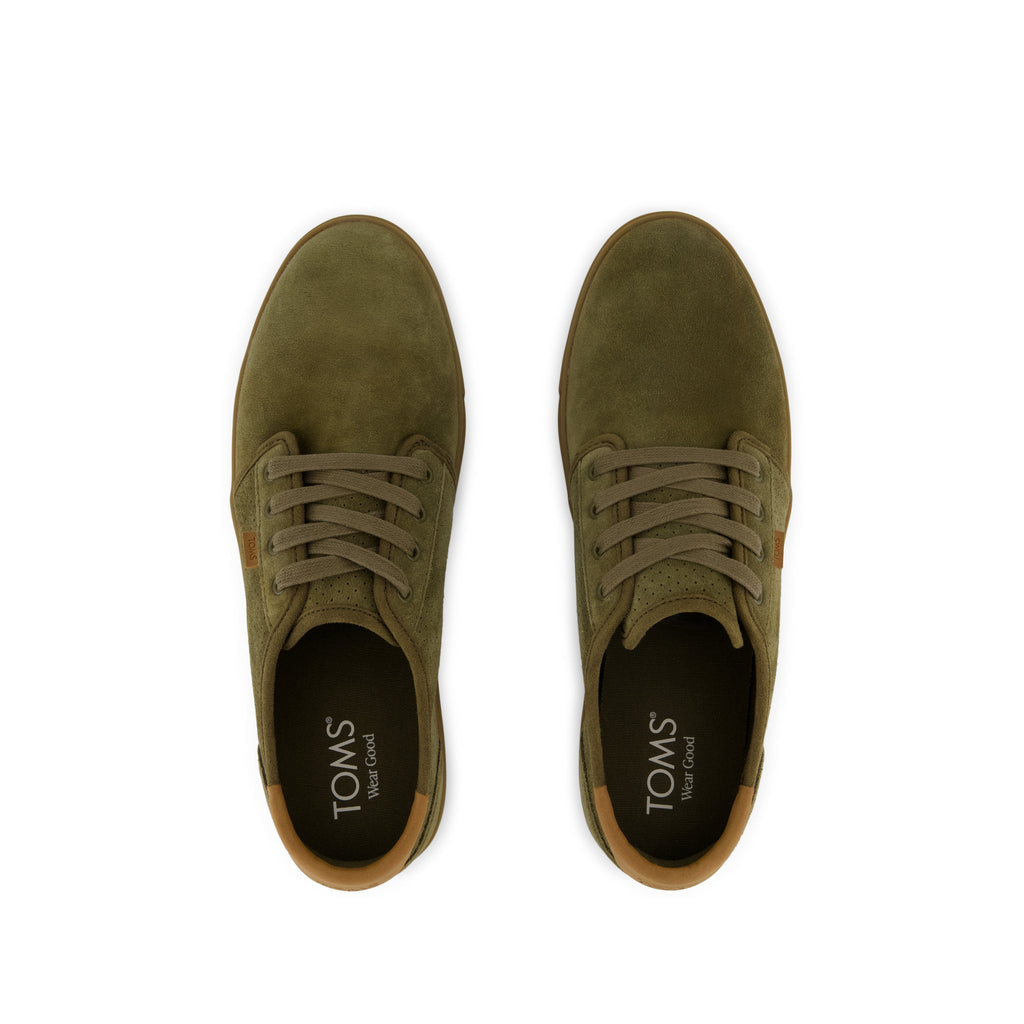 Carlo 2.0 Lace-Up Sneaker - Military Olive Perforated Suede Top View