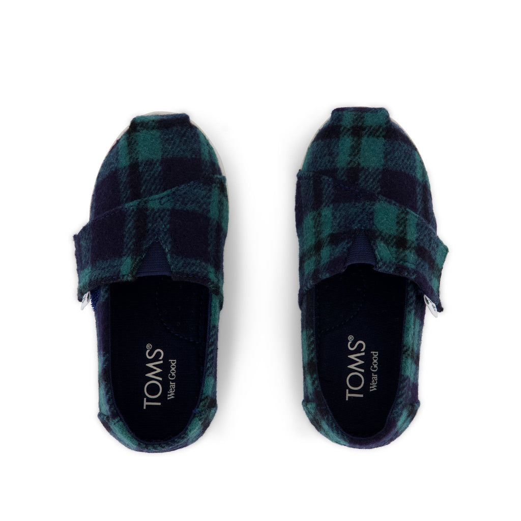 Alpargata Classic Toddler Shoe - Navy Plaid Top View