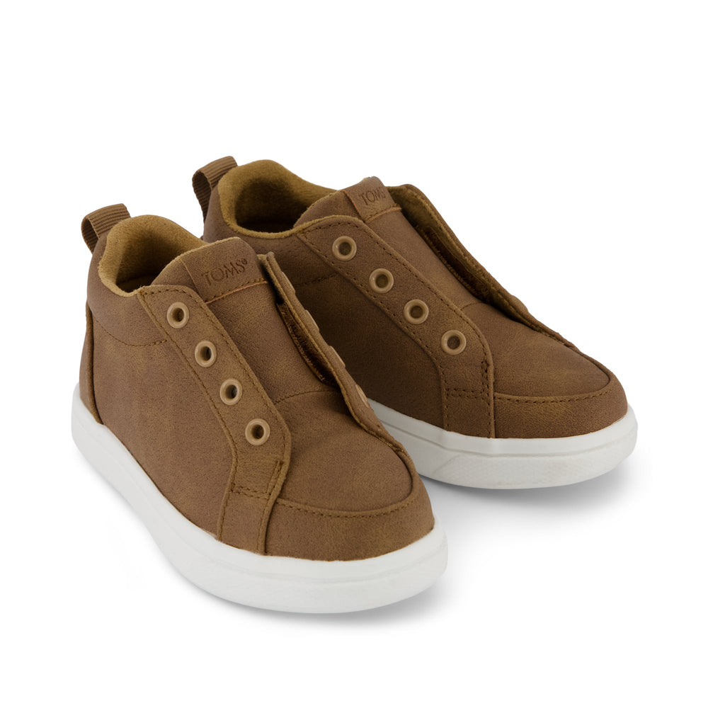 Cruz Mid Toddler Slip On Shoe - Toffee Microsuede Front View