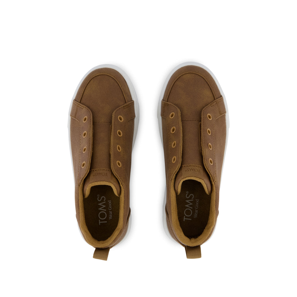 Cruz Mid Kids Slip On Shoe - Toffee Microsuede Top View