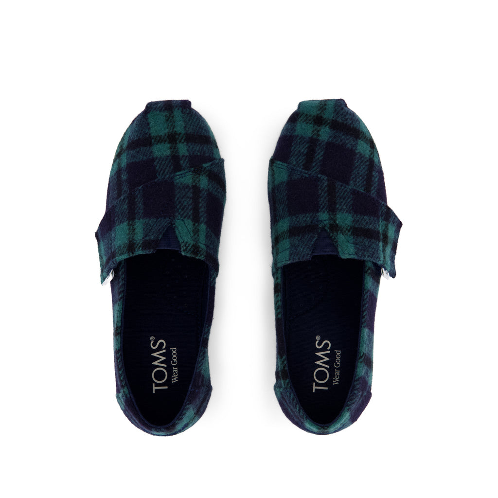 Alpargata Classic Kids Shoe - Navy Plaid Top View