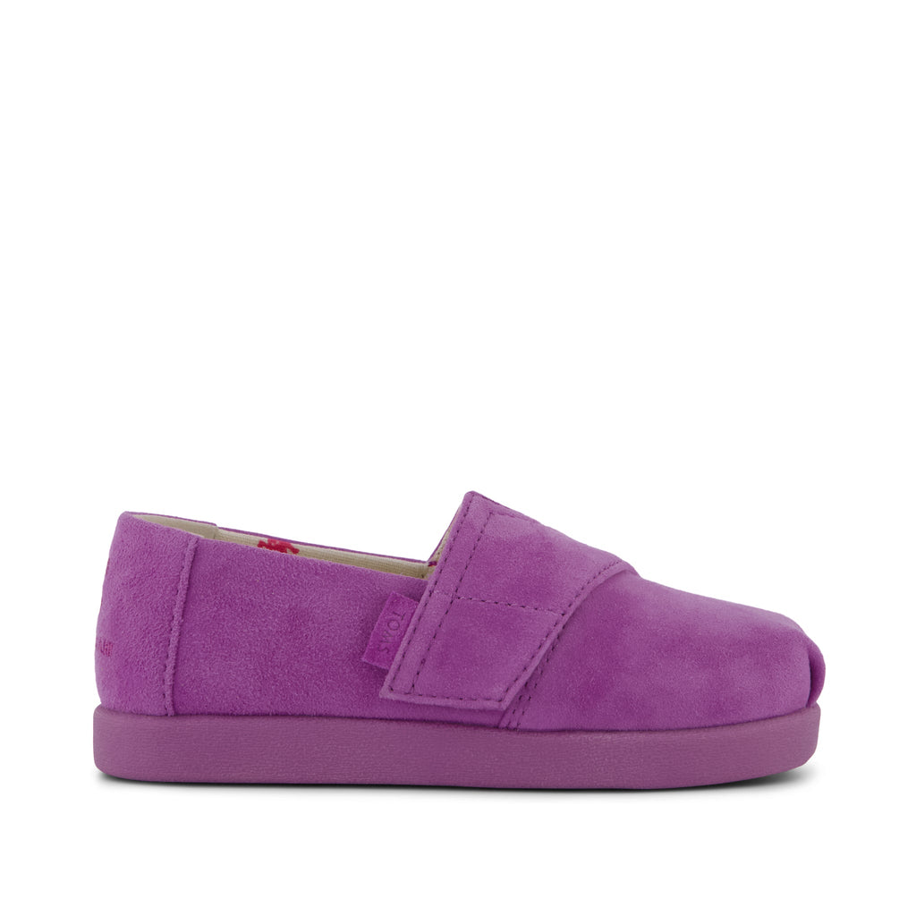 TOMS x Jamie Mizrahi Alpargata Classic Toddler Shoe -  Water Repellent Bright Mulberry Suede Side View