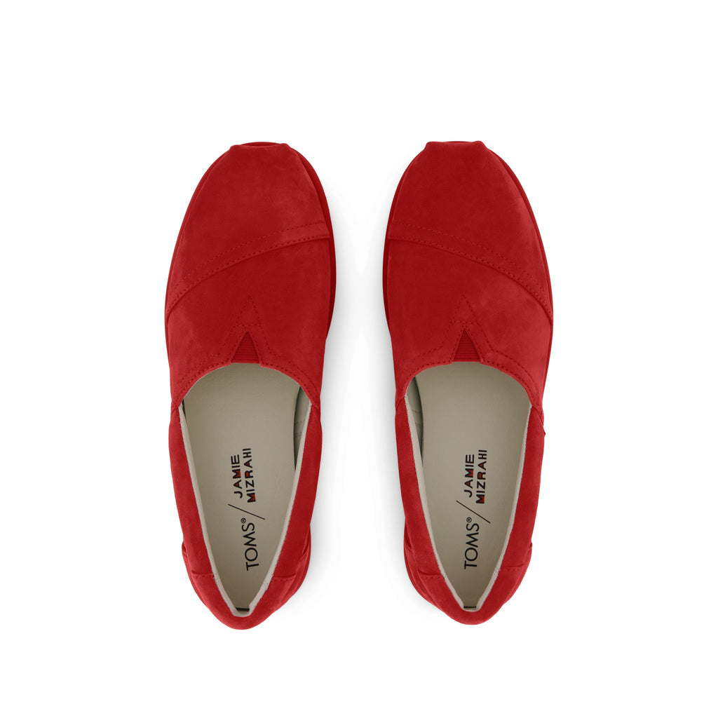 TOMS x Jamie Mizrahi Alp FWD  - Cherry Red Suede Top View