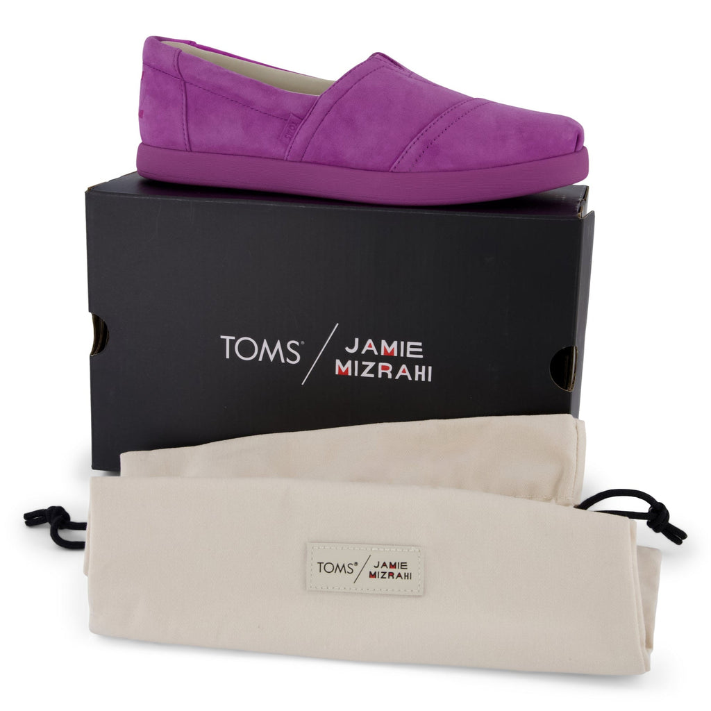 TOMSxJamieMizrahi Women Alp Fwd Purple Suede Packaging with box and bag