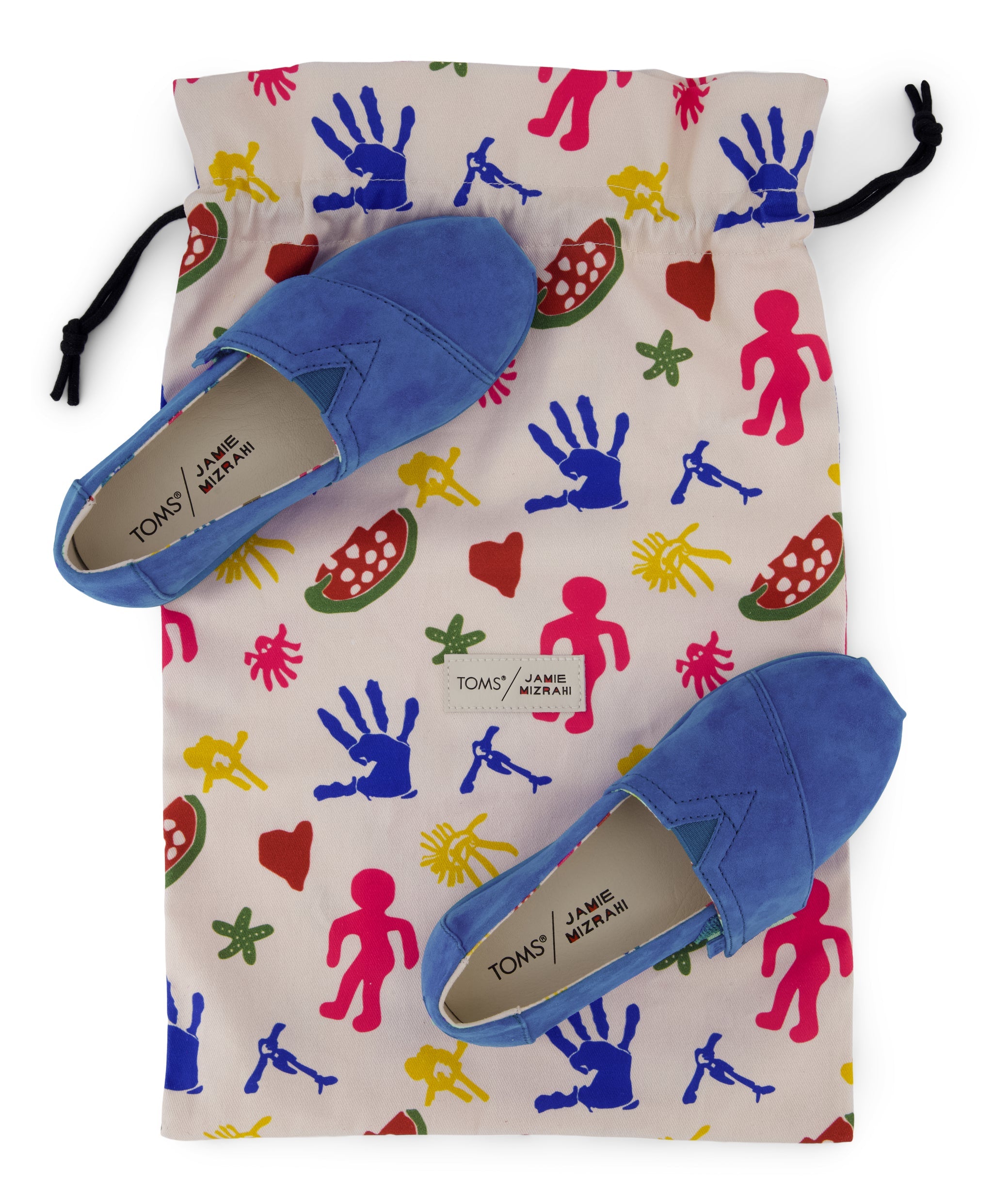 TOMS x Jamie Mizrahi Alpargata Classic Kids  Shoe - Water Repellent Electric Blue Suede Dust Bag View