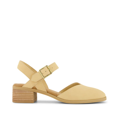 Jaclyn Heel - Light Caramel Nubuck Leather Side View