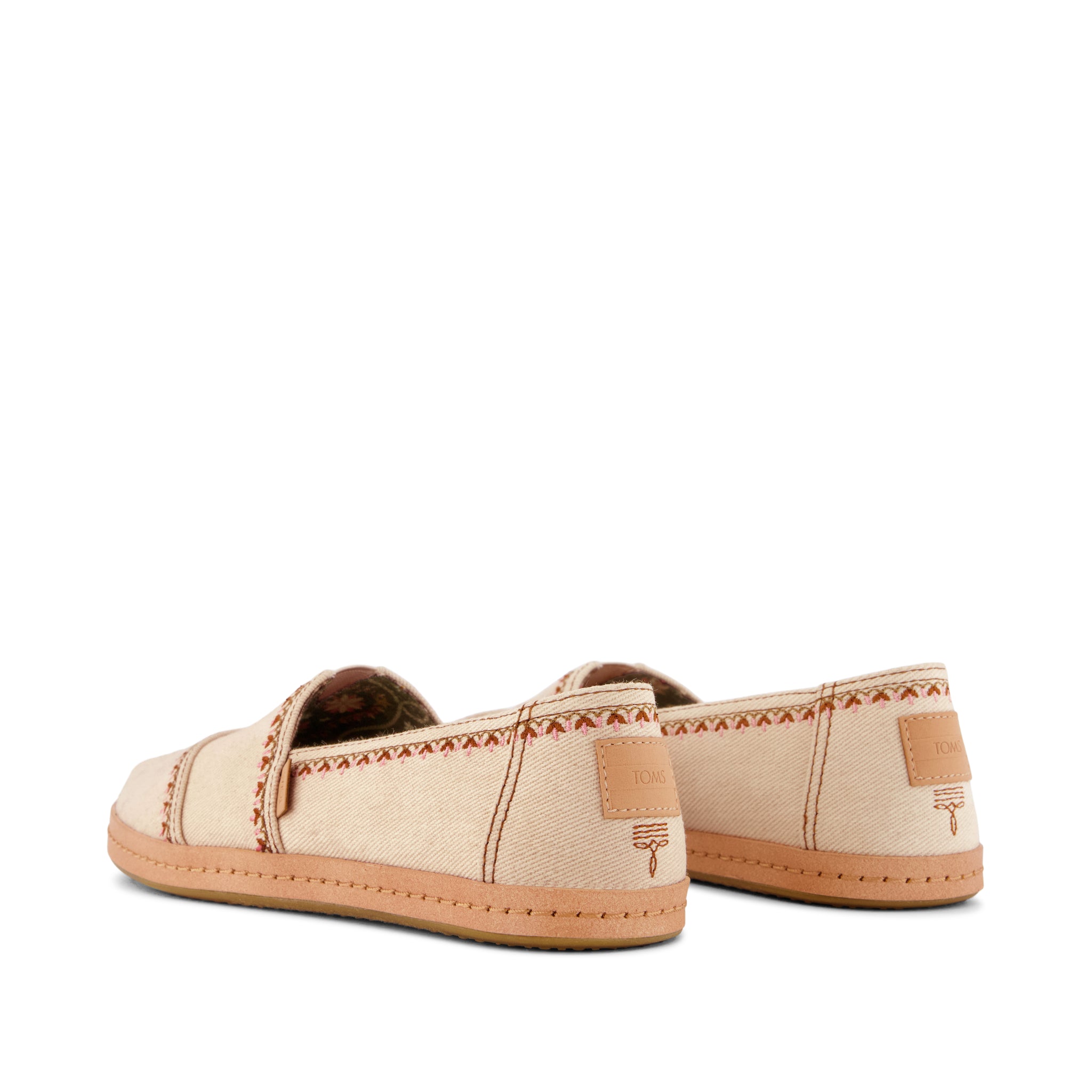 Womens Alpargata Leather Wrap Beige Twill Western Embroidery