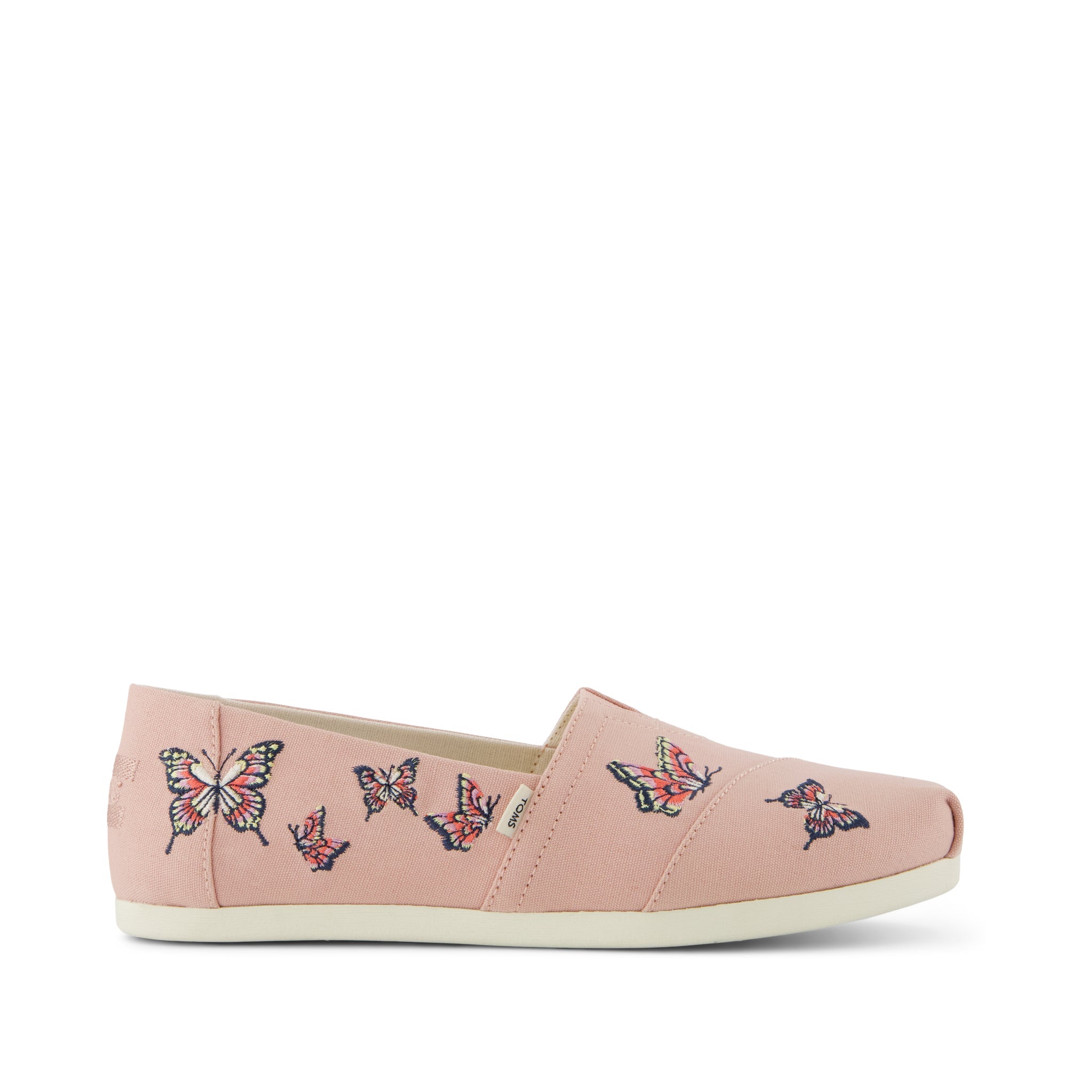Alpargata Classic - Pale Rose Canvas with Embroidered Butterflies Side View