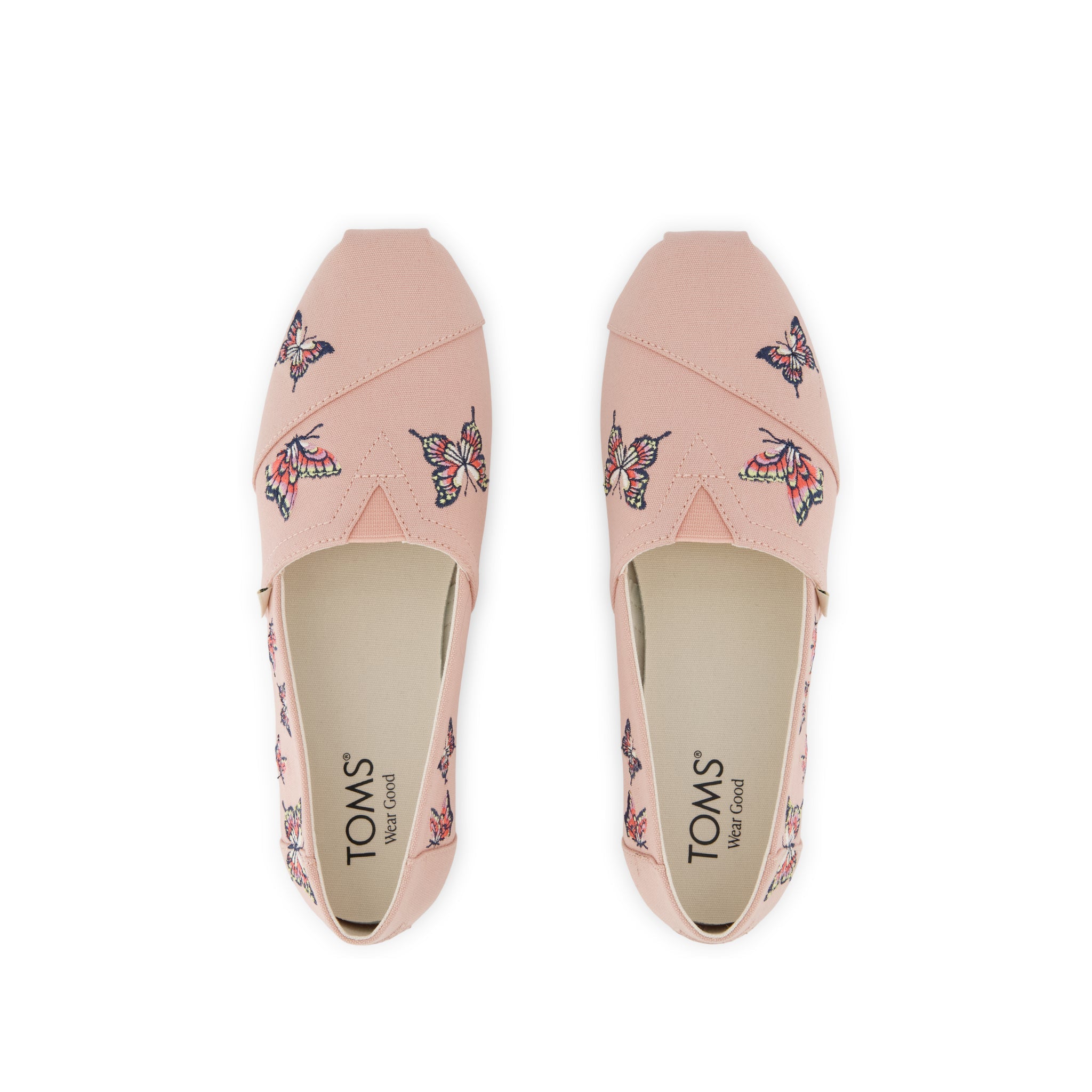 Alpargata Classic - Pale Rose Canvas with Embroidered Butterflies Top View