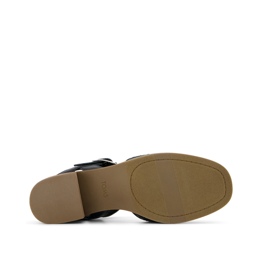 Jaclyn Heel - Black Woven Basket Faux Leather Bottom Sole View