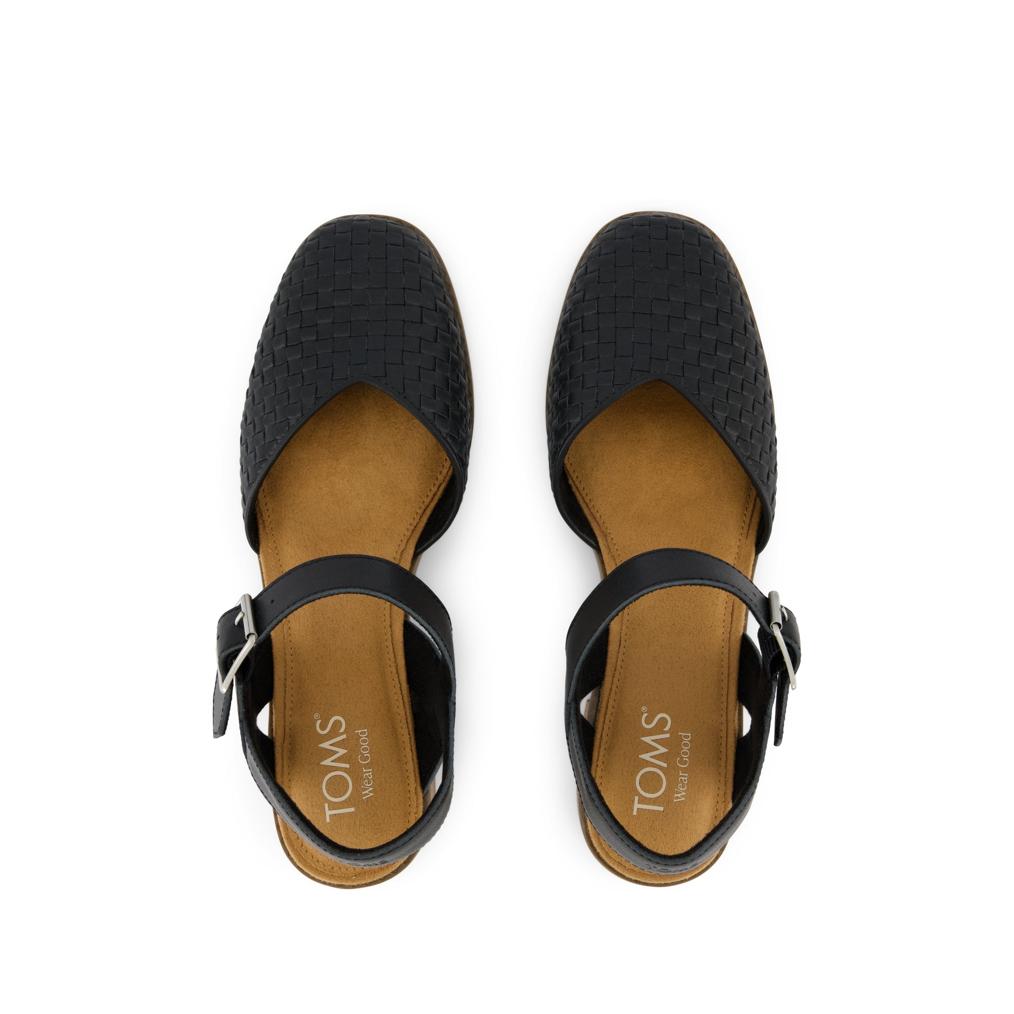 Jaclyn Heel - Black Woven Basket Faux Leather Top View