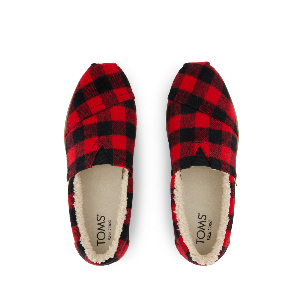 Alp FWD - Buffalo Plaid Red Faux Shearling Top View