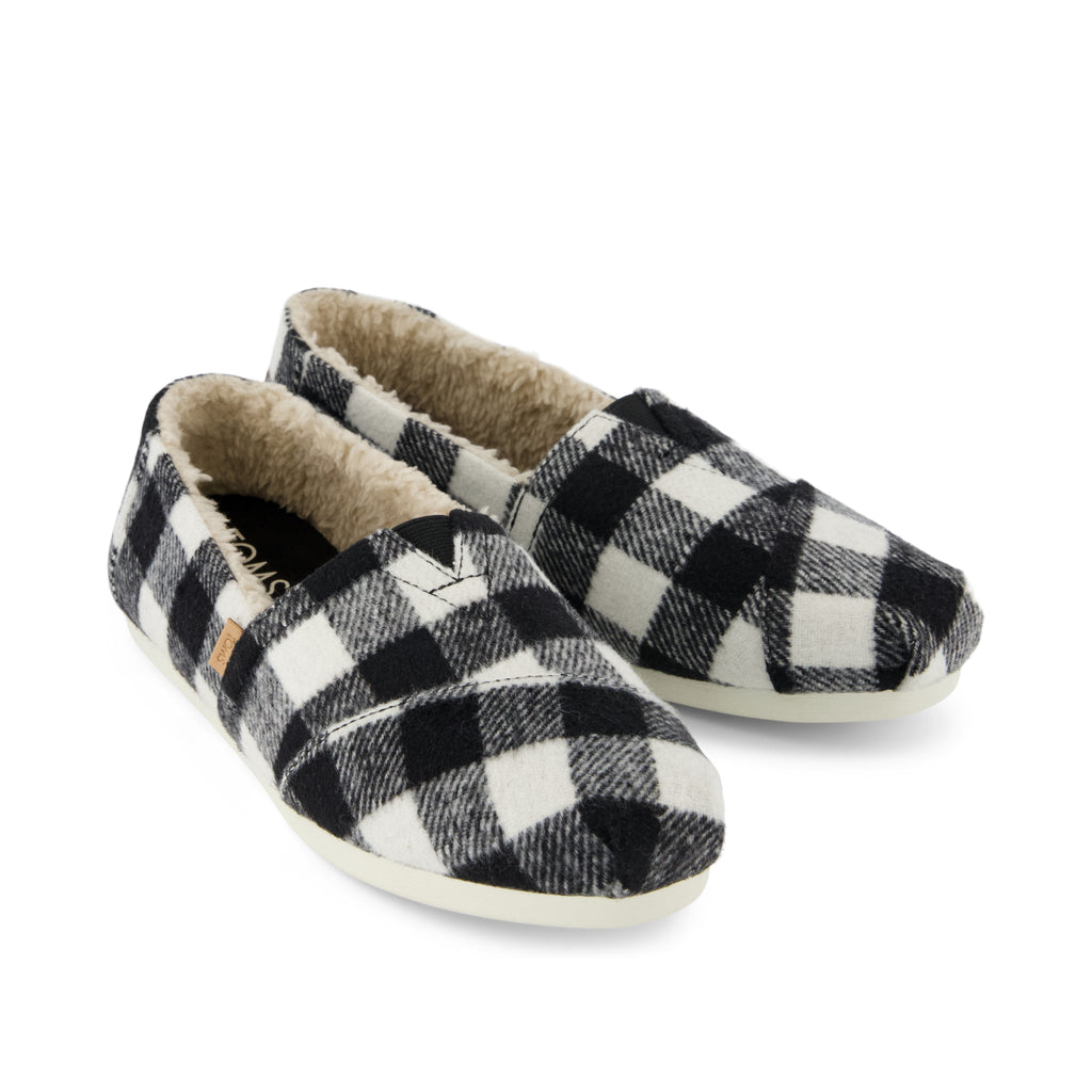 Alpargata Classic - Buffalo Plaid Black Faux Shearling Front View