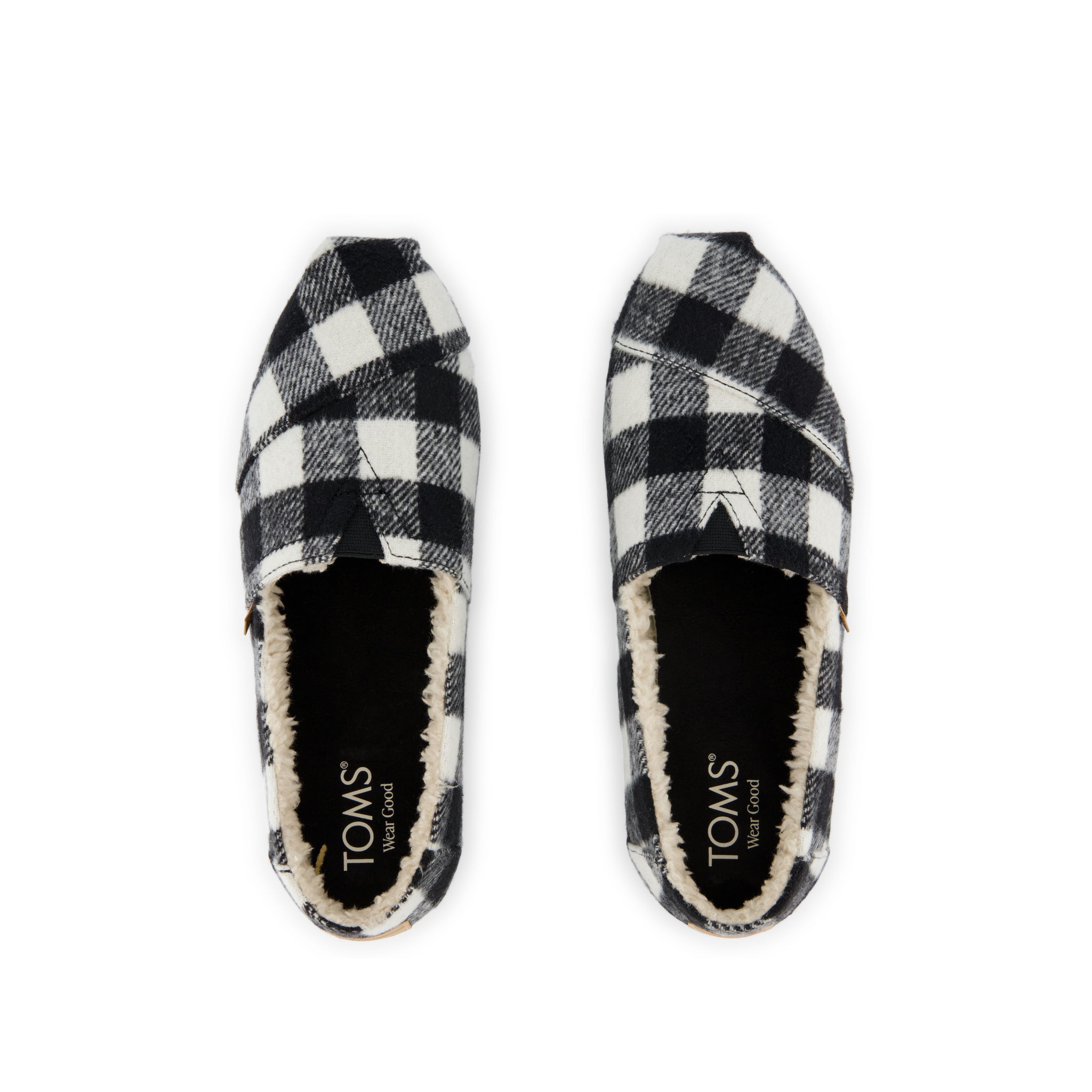 Alpargata Classic - Buffalo Plaid Black Faux Shearling Top View