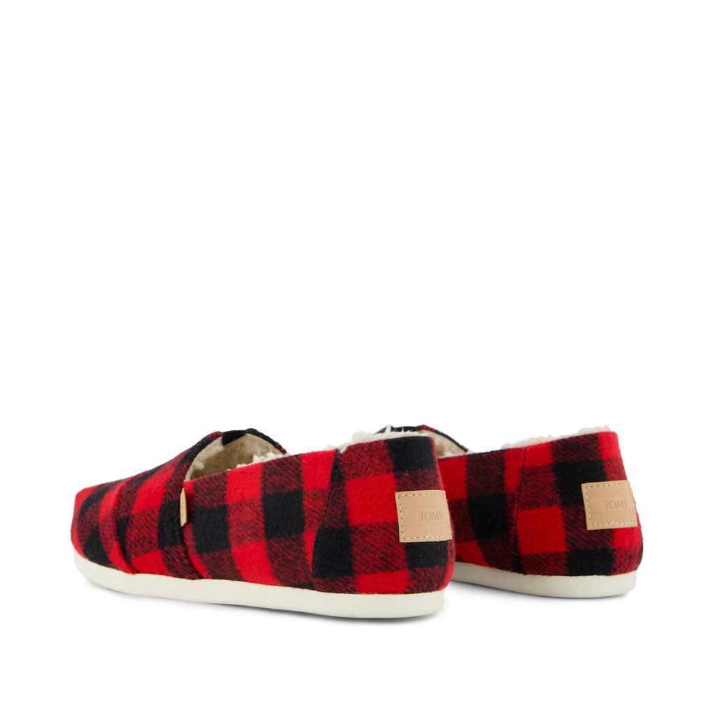Alpargata Classic - Buffalo Plaid Red Faux Shearling Back View
