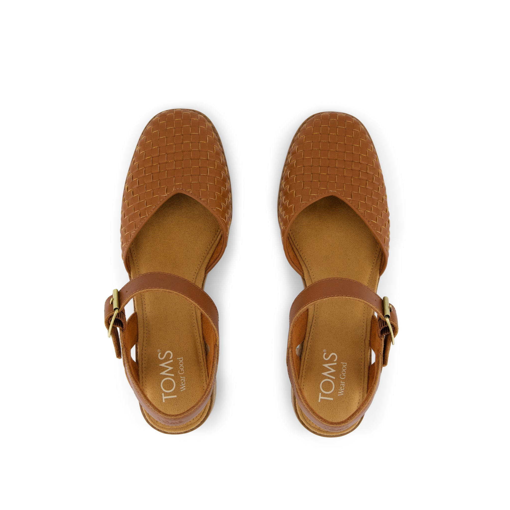 Jaclyn Heel - Amber Brown Woven Basket Faux Leather Top View