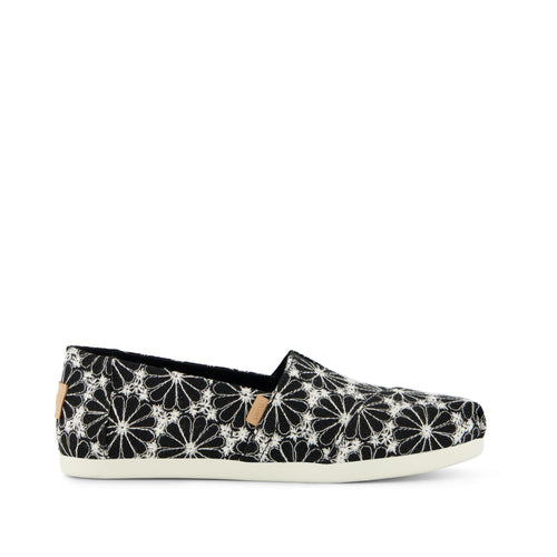Alpargata Classic - Black Embroidered Daisy Denim​ Side View