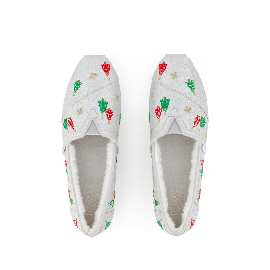 Alpargata Classic - Silver Christmas Tree Embroidery Top View