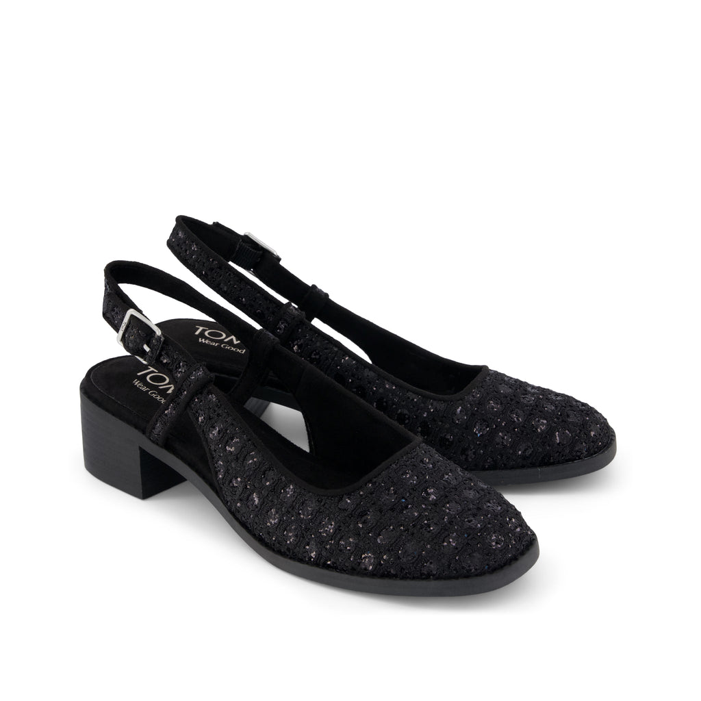 Jaclyn Heel - Black Geometric Sequins Front View