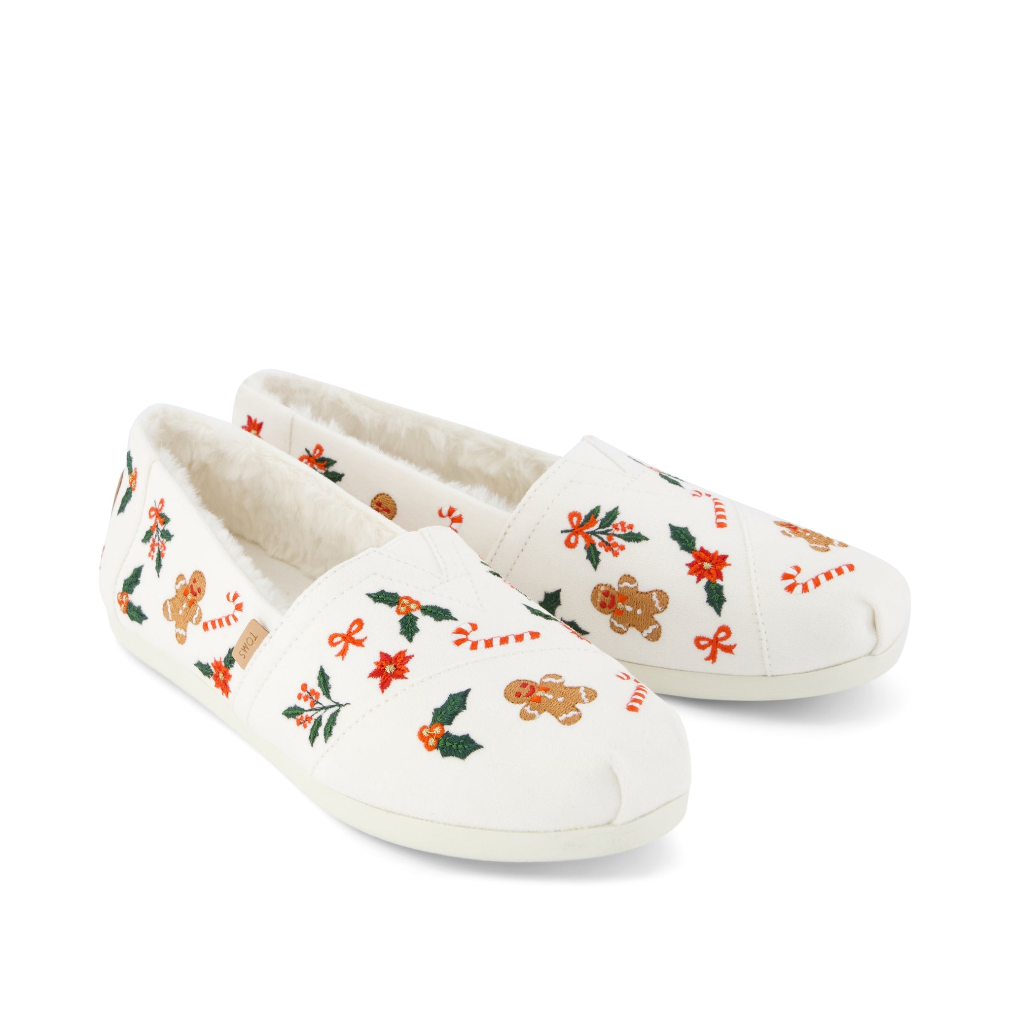 Womens Alpargata Classic Natural Gingerbread Candy Cane Embroidery