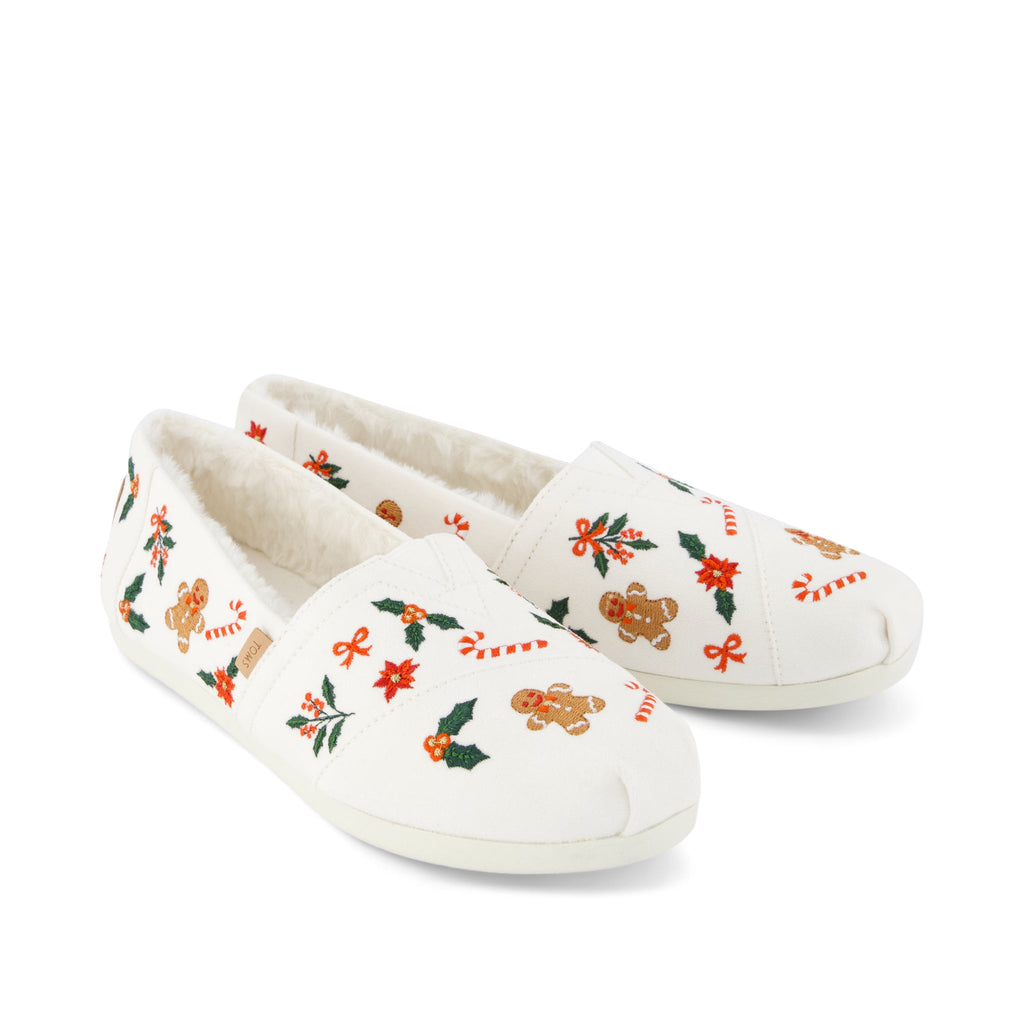 Alpargata Classic - Natural Gingerbread Candy Cane Embroidery Front View