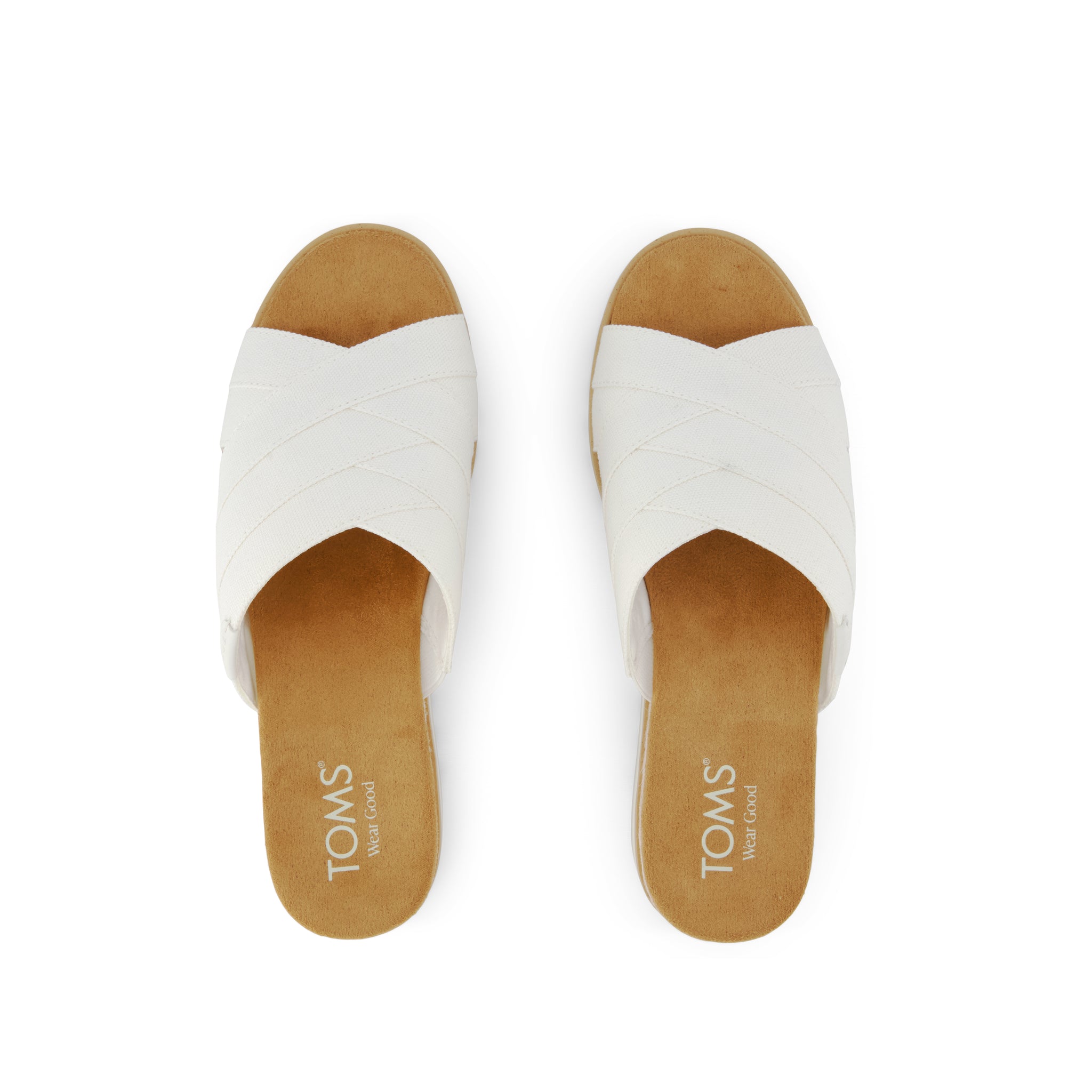 Womens Diana Crossover Mule Wedge Sandal White Canvas – TOMS.com
