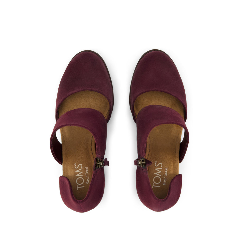 Milan Heel - Dark Burgundy Suede Top View