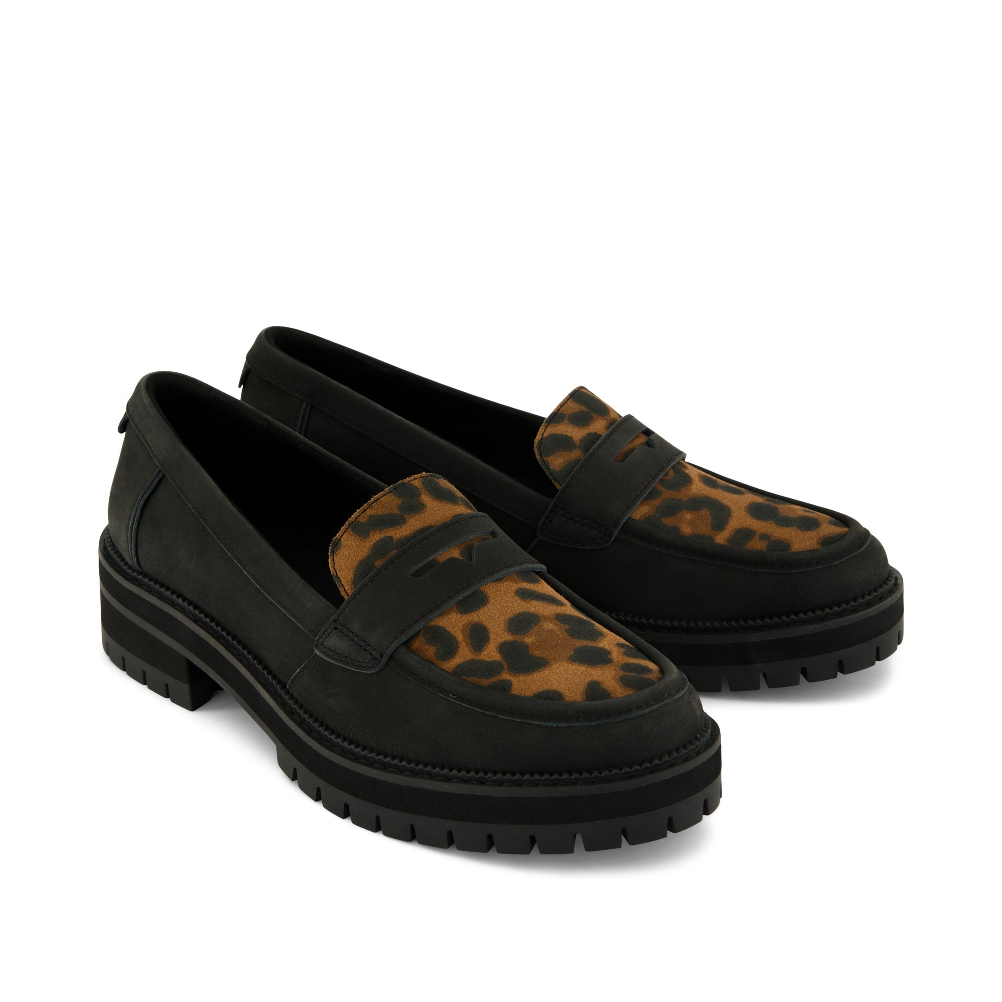 Cara Loafer - Brown Sugar Leopard Suede Front View