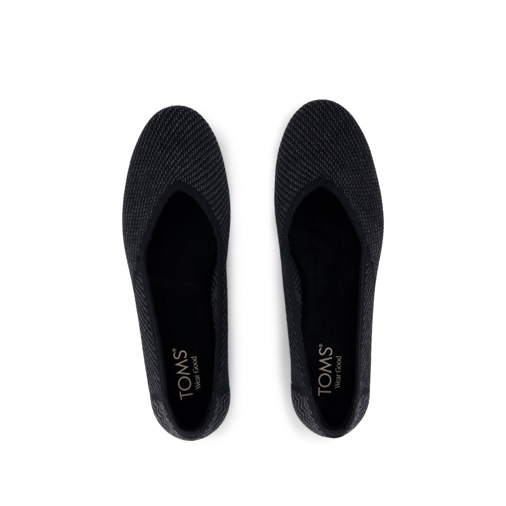 Gemma Flat - Black Engineered Knit Top View