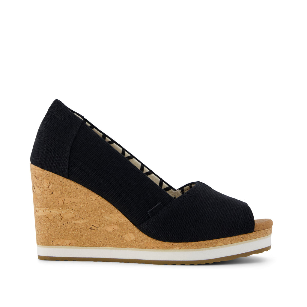 Womens Black Heritage Canvas Essential Wedge