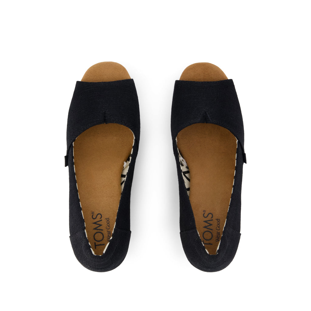 Womens Black Heritage Canvas Essential Wedge