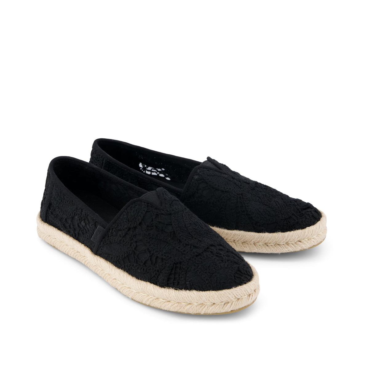 Womens Alpargata Rope 2.0 Espadrille Black Floral Crochet – TOMS.com