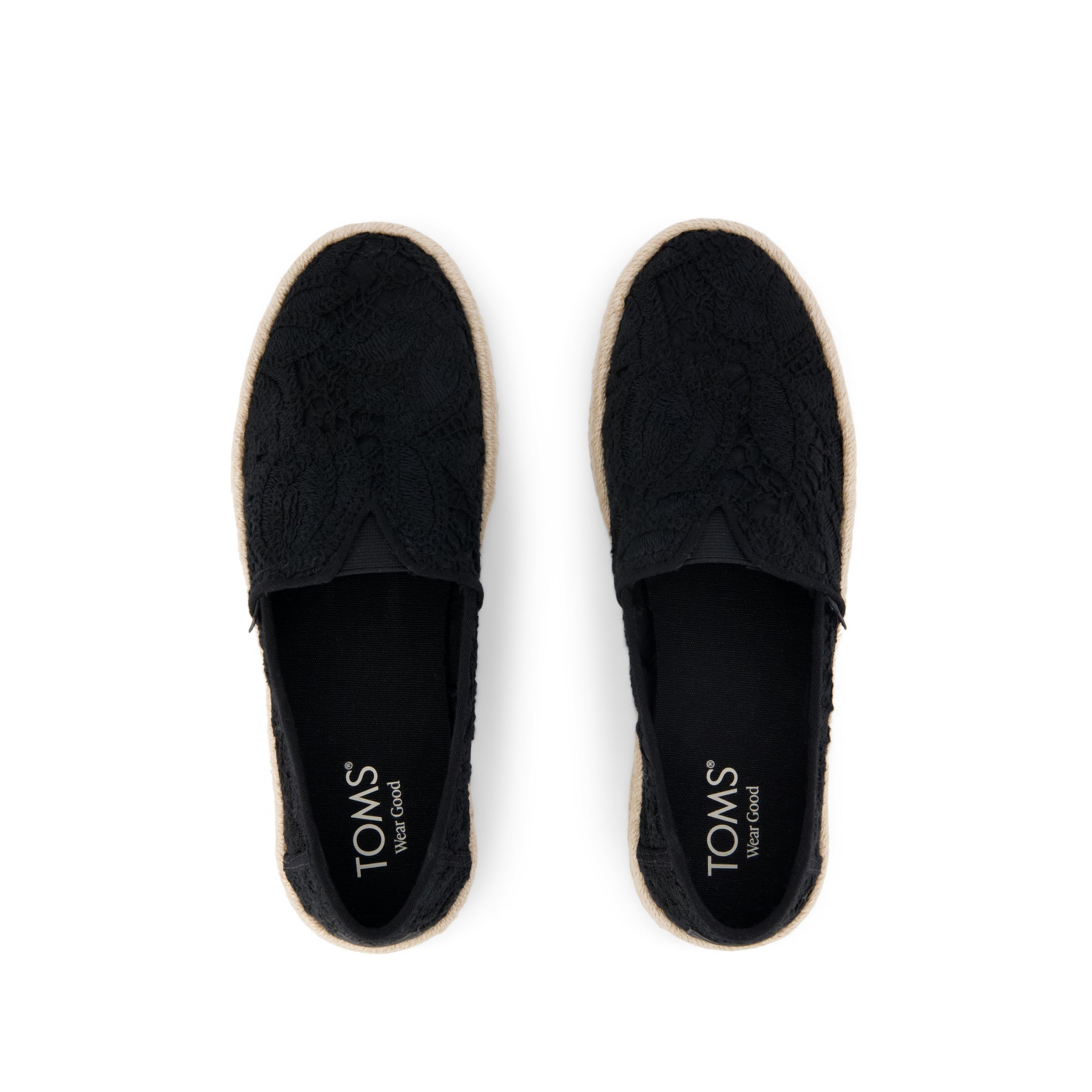 Alpargata Rope 2.0 Espadrille - Black Floral Crochet Top View