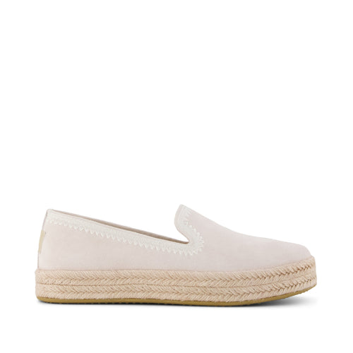 Carolina Espadrille - Embroidered Taupe Suede (changed from Soft Grey) Side View
