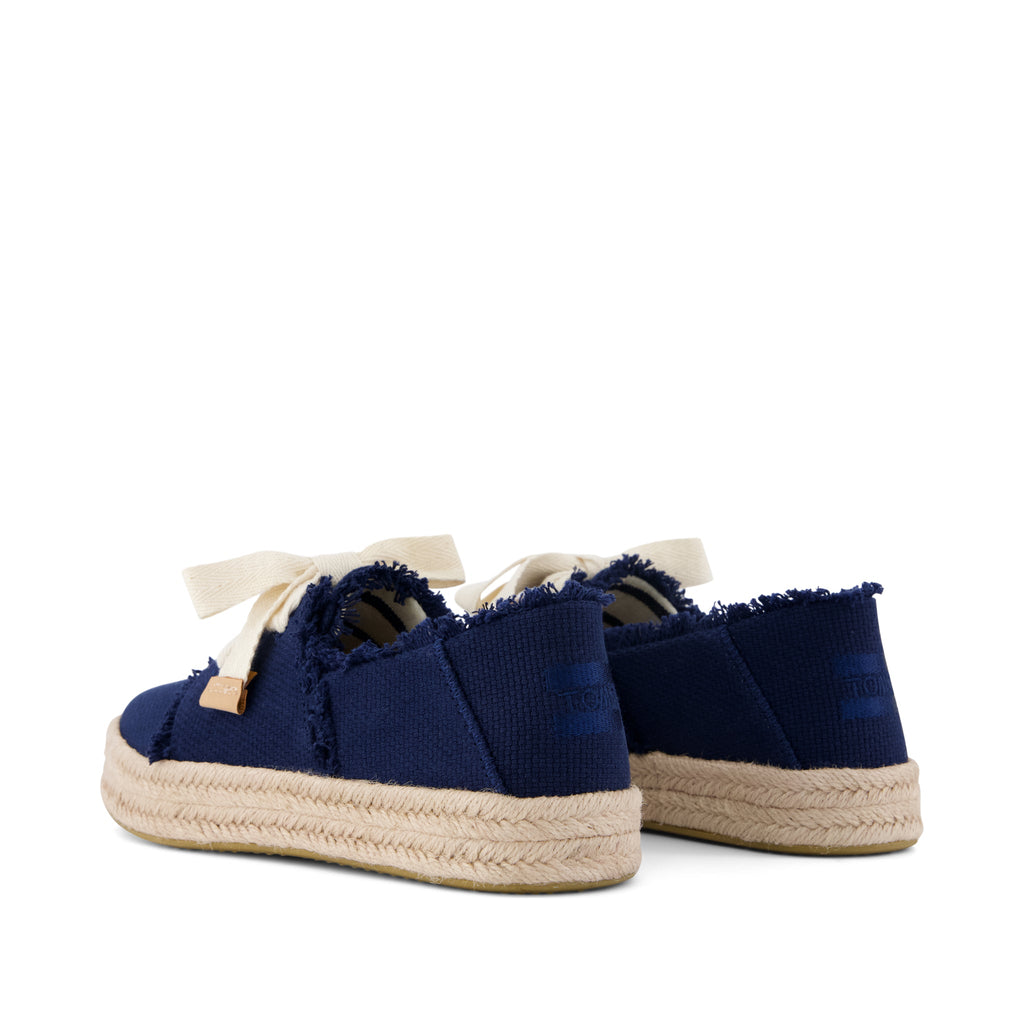Carolina Lace-Up Espadrille - Navy Fray Back View