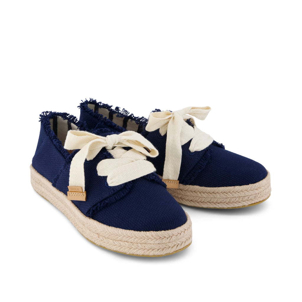 Carolina Lace-Up Espadrille - Navy Fray Front View