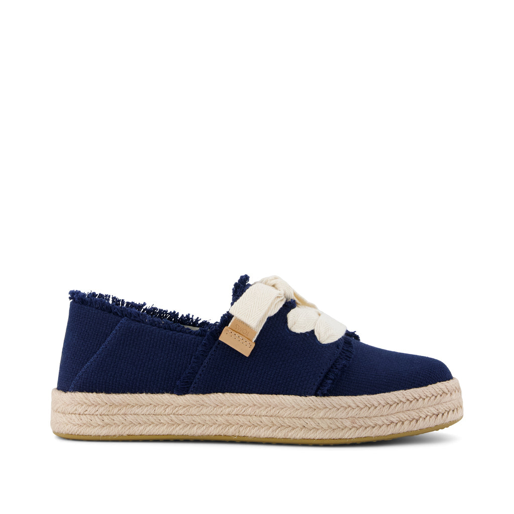 Carolina Lace-Up Espadrille - Navy Fray Side View