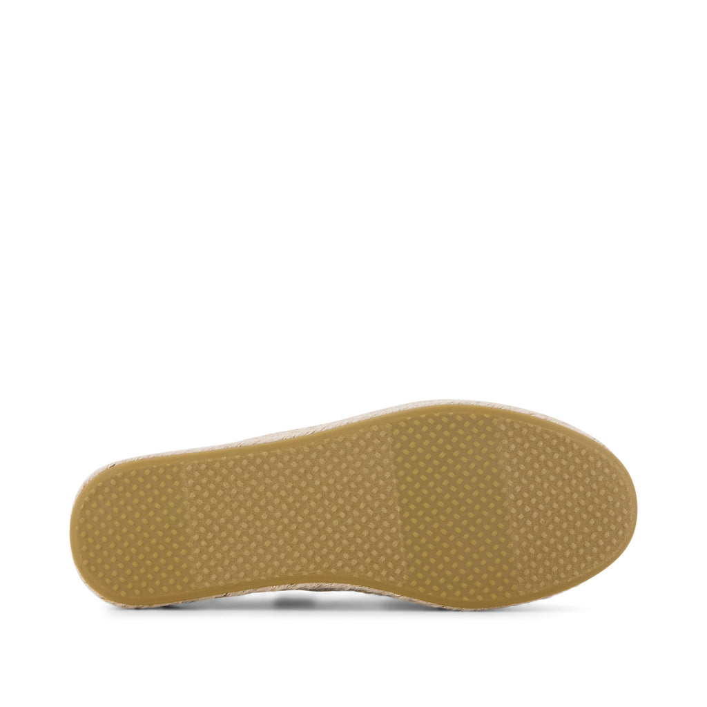 Carolina Lace-Up Espadrille - Champagne Glimmer Canvas Bottom Sole View