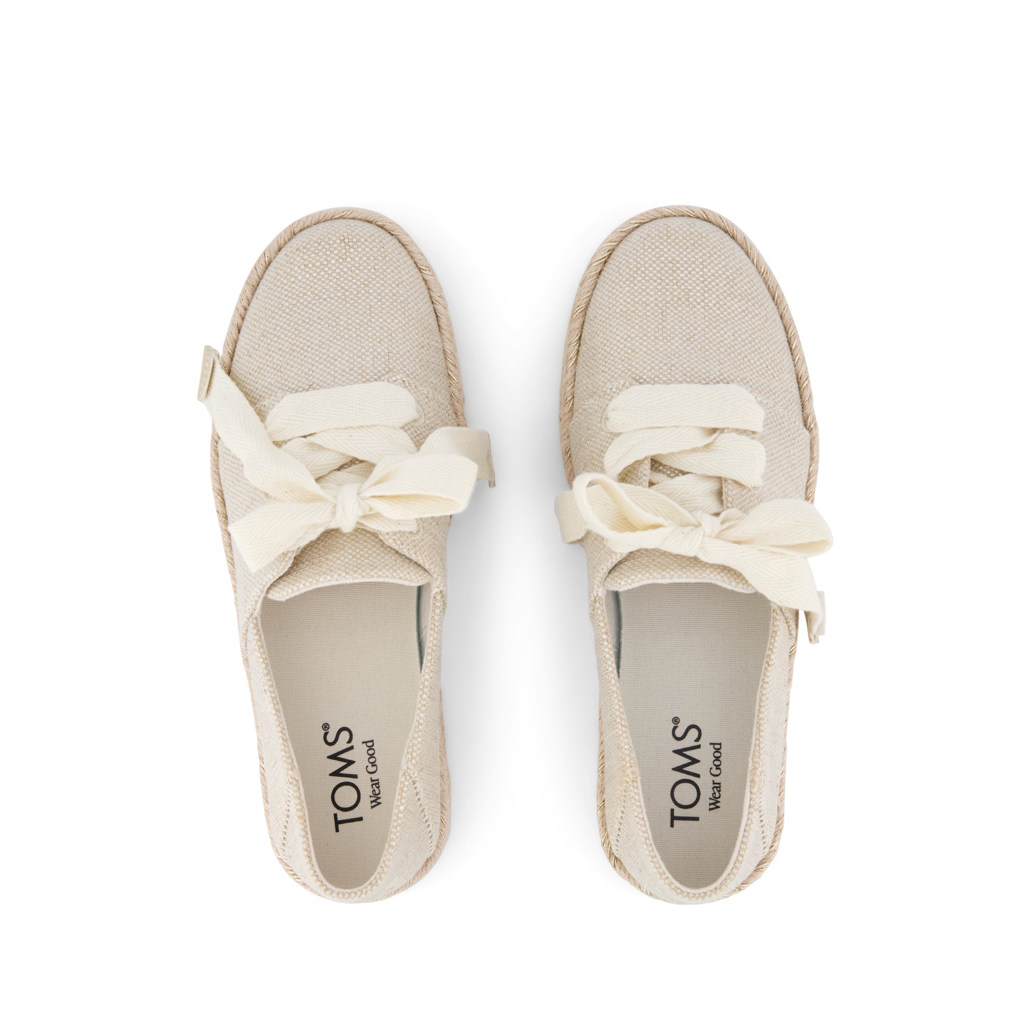 Carolina Lace-Up Espadrille - Champagne Glimmer Canvas Top View