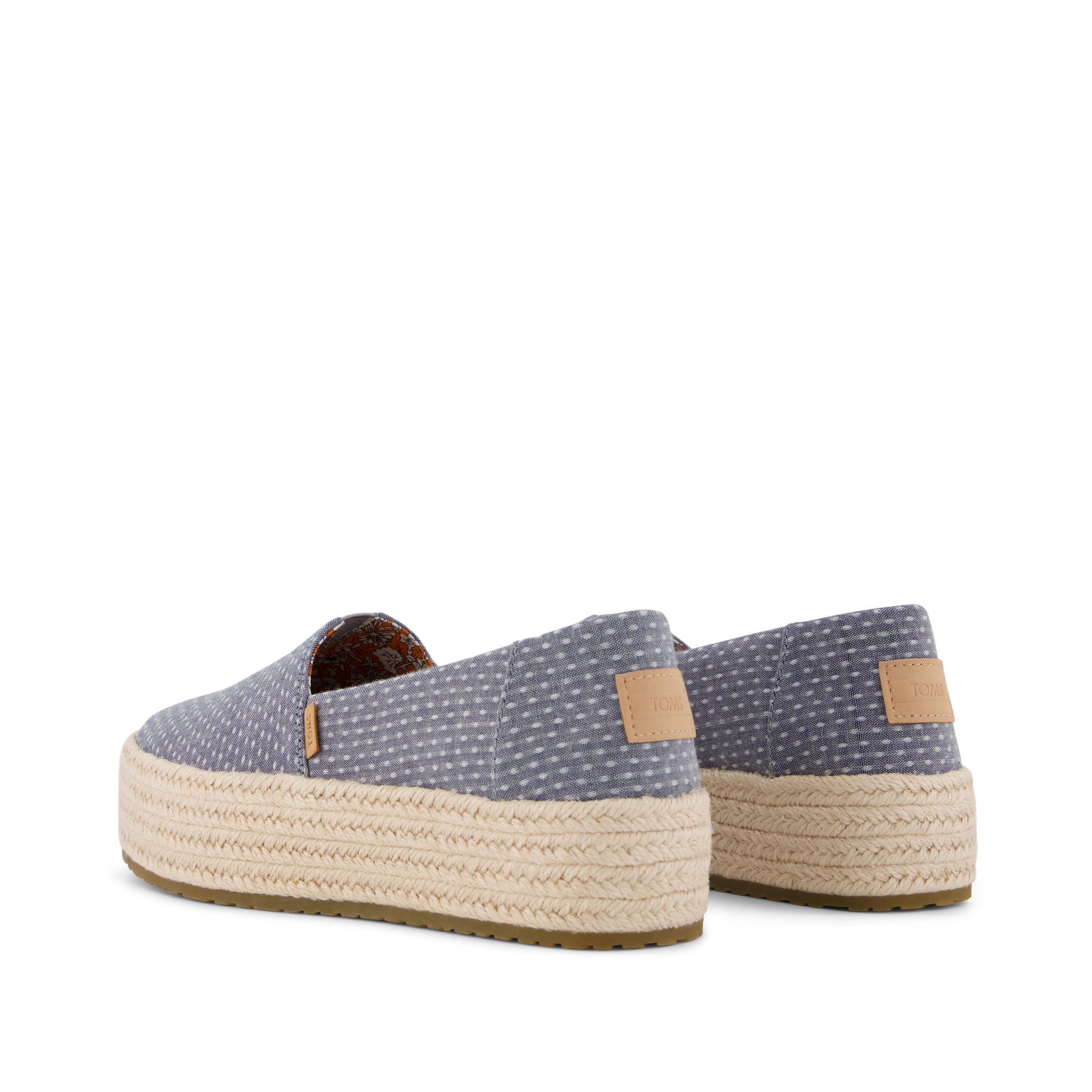 Valencia Platform Espadrille - Niagara Mist Chambray Dot Back View
