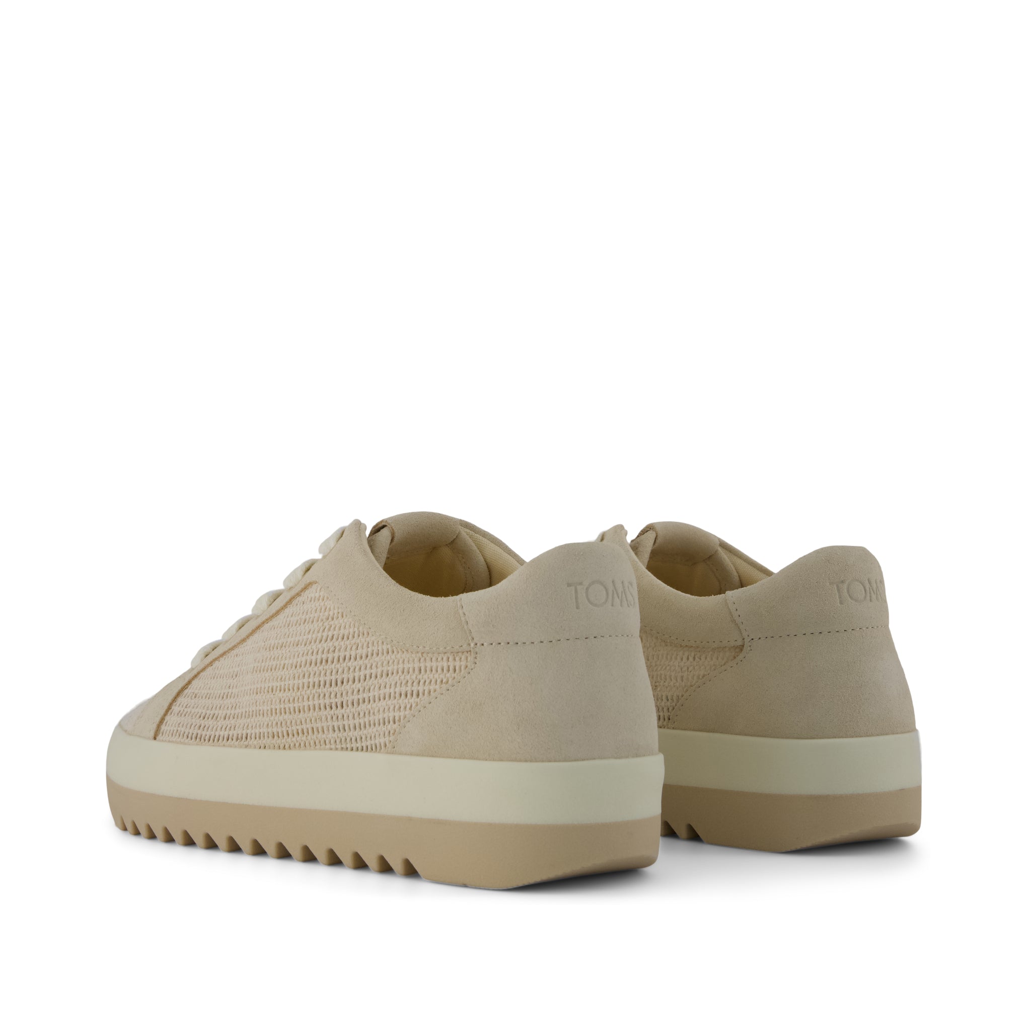 Rea Lace-Up Platform Sneaker - Natural Mesh and Suede Back View