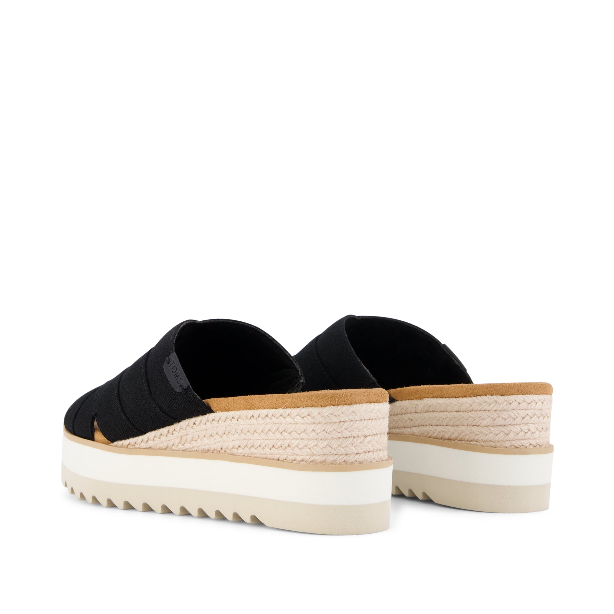 DIANAブラックレザー クロスオーバーミュール 高ヒール Womens Diana Crossover Mule Wedge Sandal Black Canvas – TOMS.com