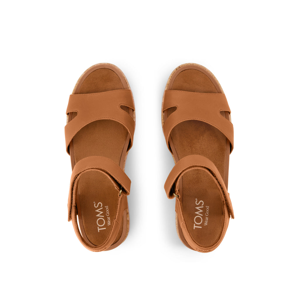 Alana Wedge Sandal - Brown Leather Top View