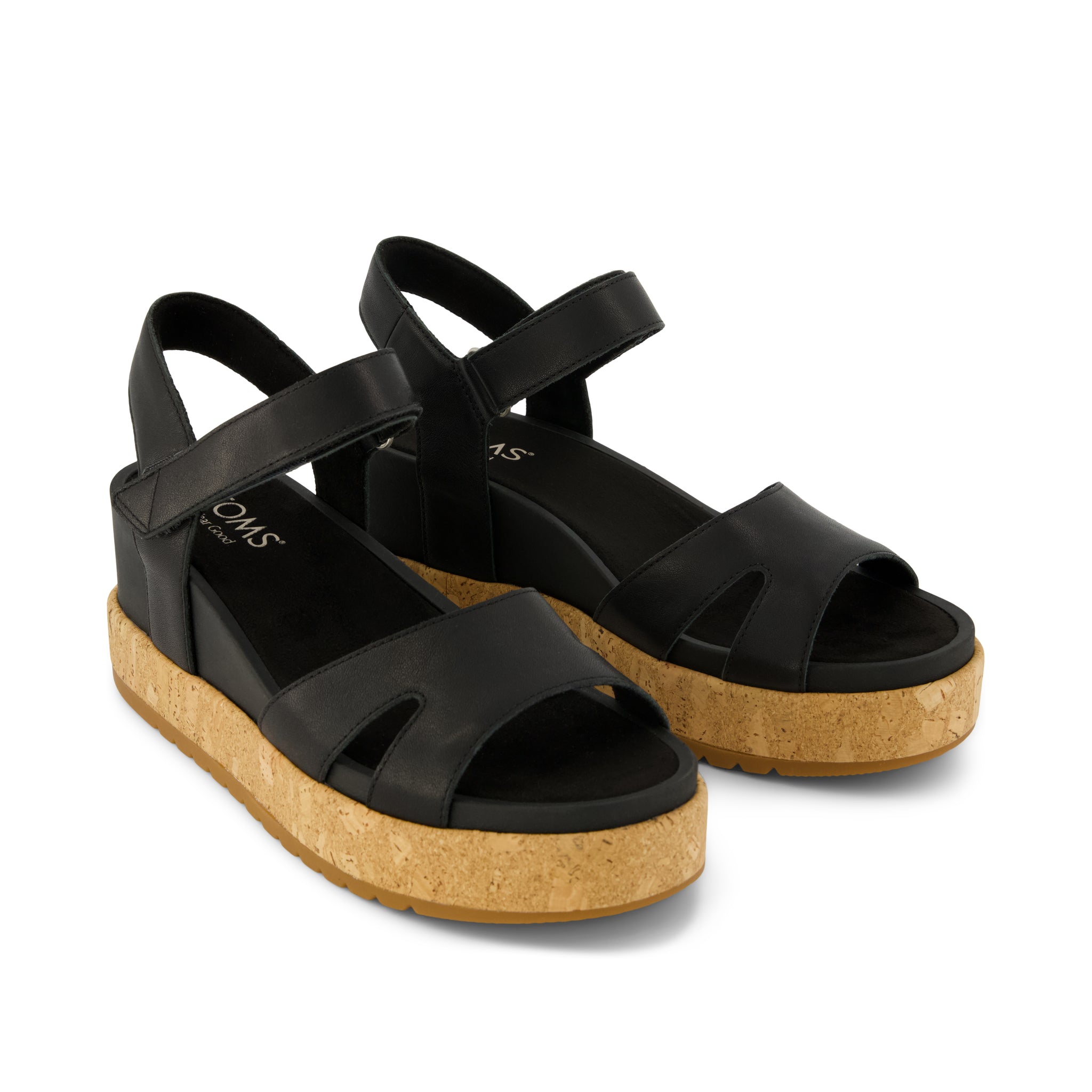 Womens Alana Wedge Sandal Black Leather – TOMS.com