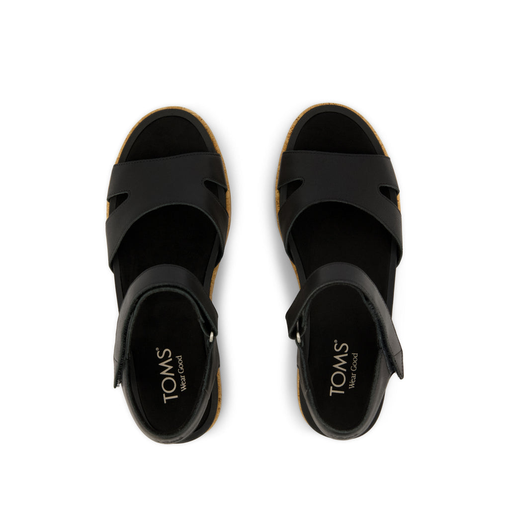 Womens Alana Wedge Sandal Black Leather TOMS.com Womens Alana Wedge Sandal Black Leather TOMS.com
