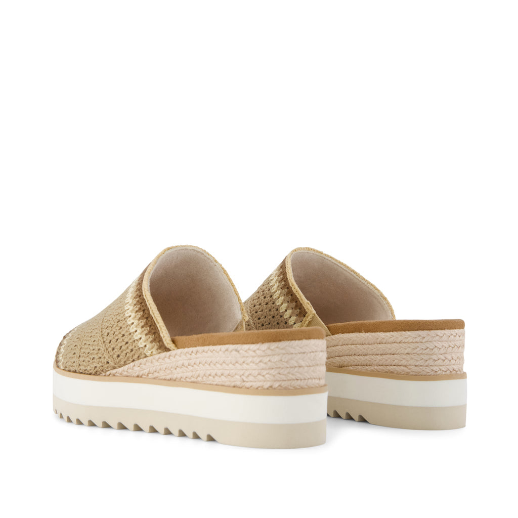 Diana Mule Wedge Sandal - Almond Crochet Back View