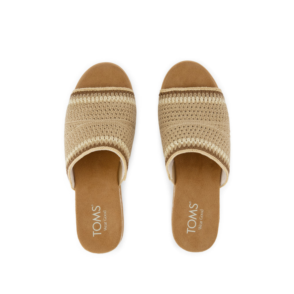 Diana Mule Wedge Sandal - Almond Crochet Top View