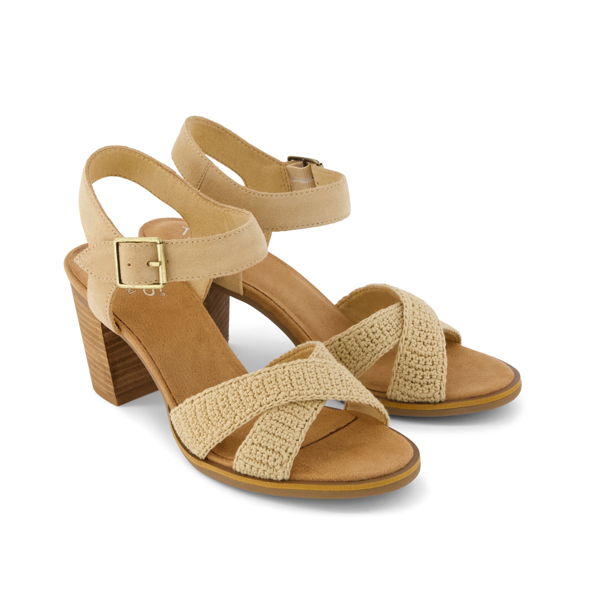 Womens Majorca Strappy Heeled Sandal Caramel Crochet – TOMS.com