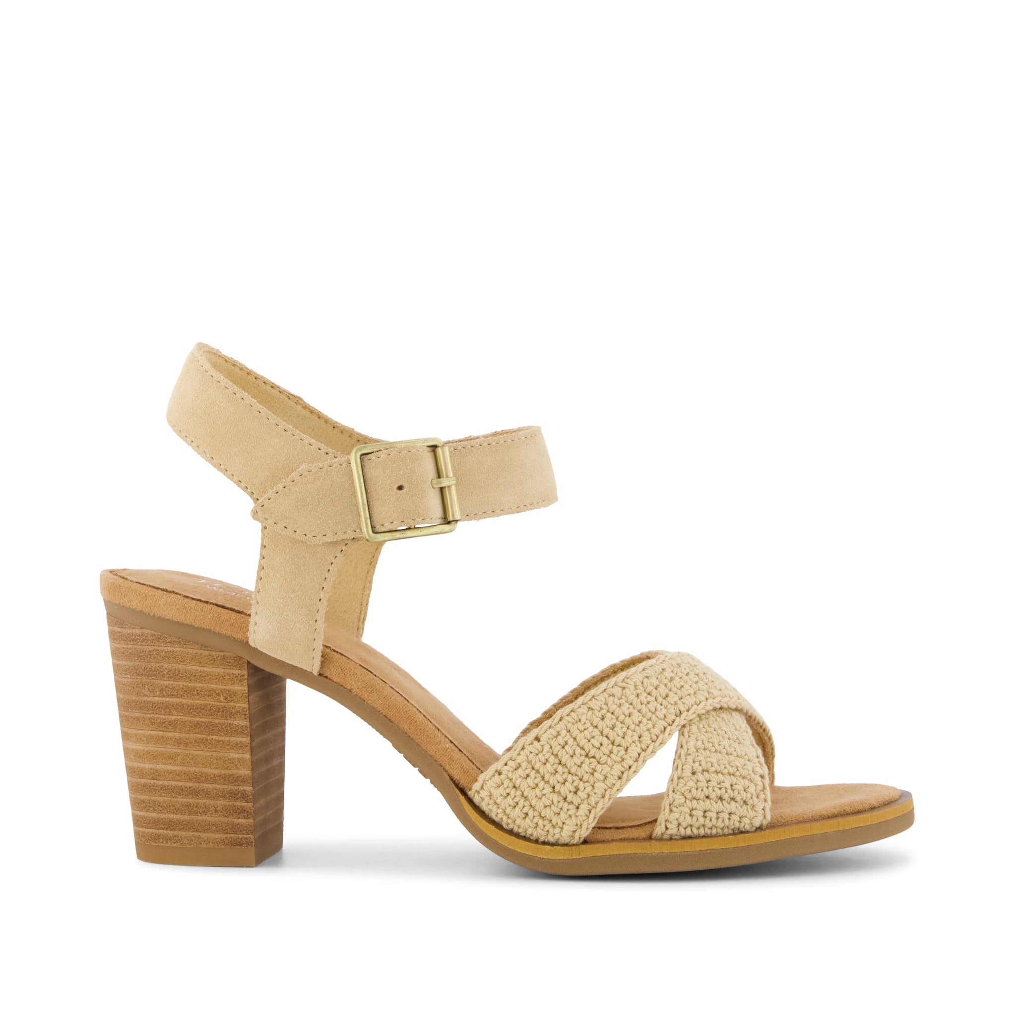 靴 DRAW CORD SANDALS Womens Majorca Strappy Heeled Sandal Caramel Crochet – TOMS.com