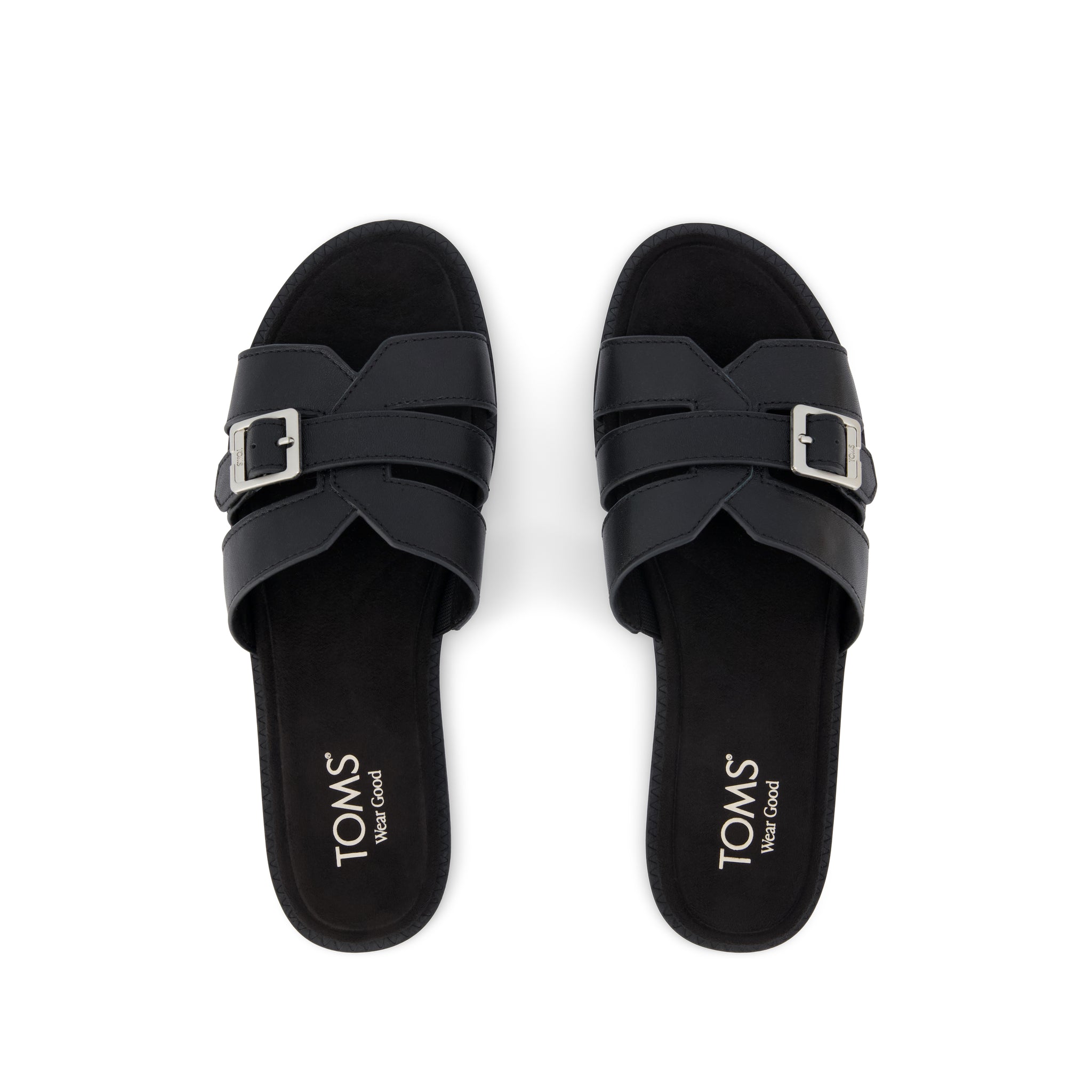 Womens Sol Slide Sandal Black Leather – TOMS.com